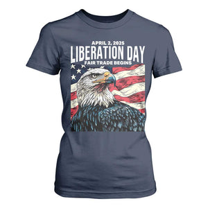 Liberation Day April 2 2025 T Shirt For Women Fair Trade Patriotic American Eagle USA Flag TS02 Navy Print Your Wear