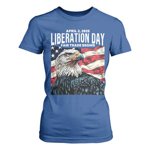 Liberation Day April 2 2025 T Shirt For Women Fair Trade Patriotic American Eagle USA Flag TS02 Royal Blue Print Your Wear