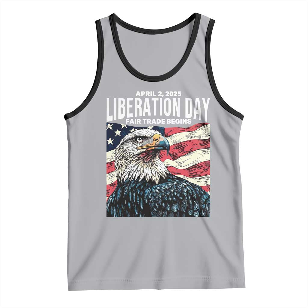 Liberation Day April 2 2025 Tank Top Fair Trade Patriotic American Eagle USA Flag TS02 Athletic Heather Black Print Your Wear