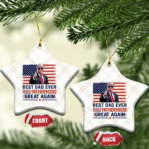 Trump Best Dad Ever Ceramic Ornament Funny Father's Day Make Fatherhood Great Again USA Flag TS02 Print Your Wear