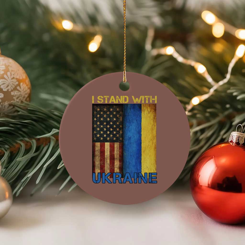 I Stand With Ukraine Ceramic Ornament Ukrainian American Flag TS02 1pc Mocha Print Your Wear