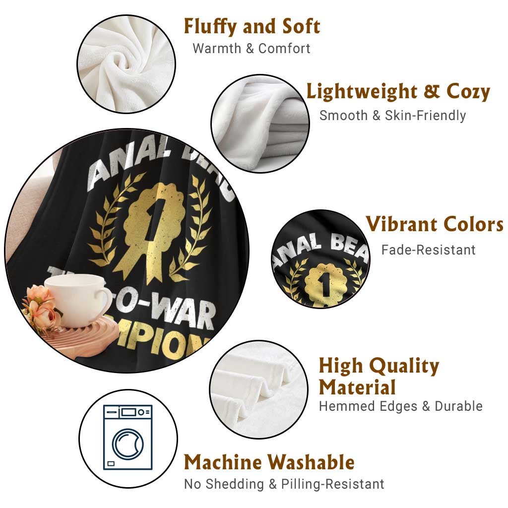 Anal Bead Tug O War Champion Funny Offensive Throw Blanket Inappropriate Adult Humor Gold TS02 Print Your Wear