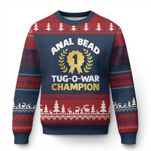 Anal Bead Tug O War Champion Funny Offensive Ugly Christmas Sweater Inappropriate Adult Humor Gold TS02 Navy Red Print Your Wear