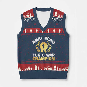 Anal Bead Tug O War Champion Funny Offensive V-Neck Knit Sweater Vest Inappropriate Adult Humor Gold TS02 Navy Red Print Your Wear