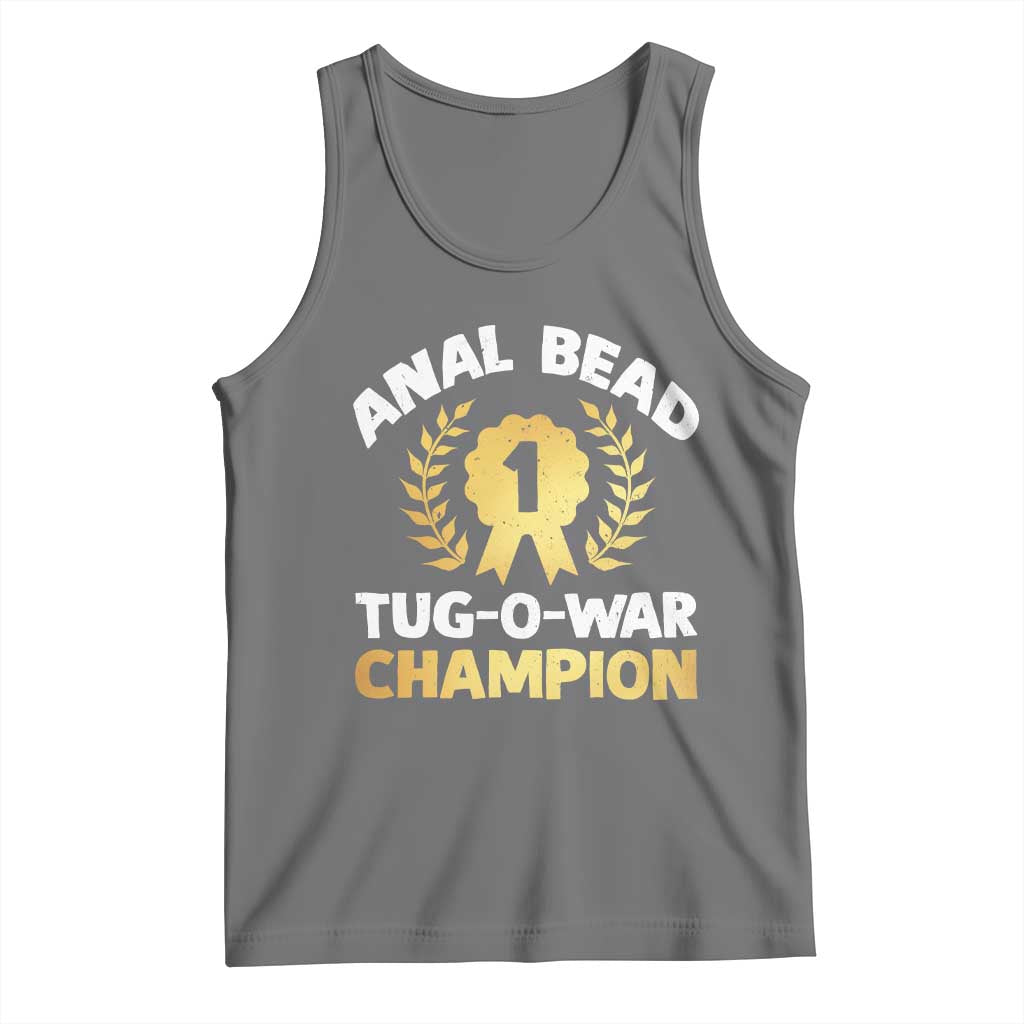 Anal Bead Tug O War Champion Funny Offensive Tank Top Inappropriate Adult Humor Gold TS02 Black Heather Print Your Wear