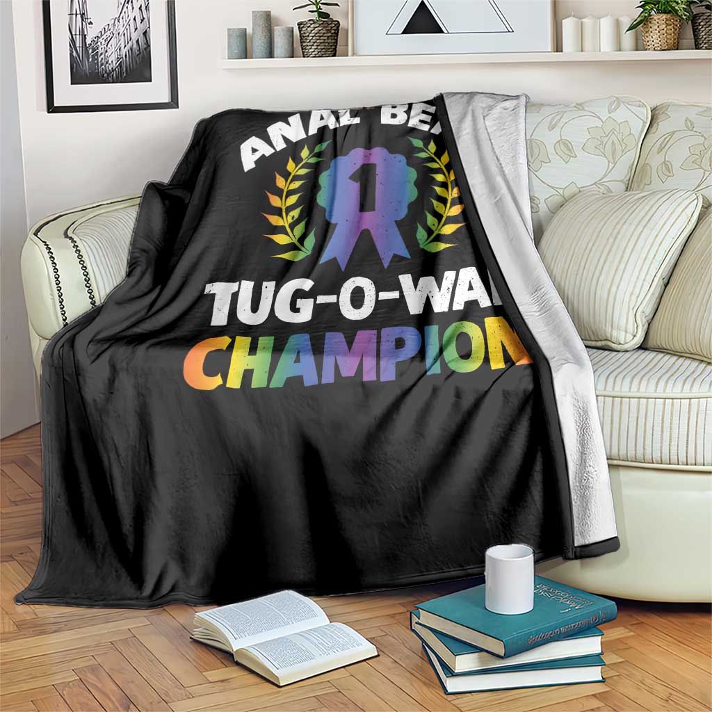 Anal Bead Tug O War Champion Funny Offensive Throw Blanket Inappropriate Adult Humor Rainbow TS02 Print Your Wear