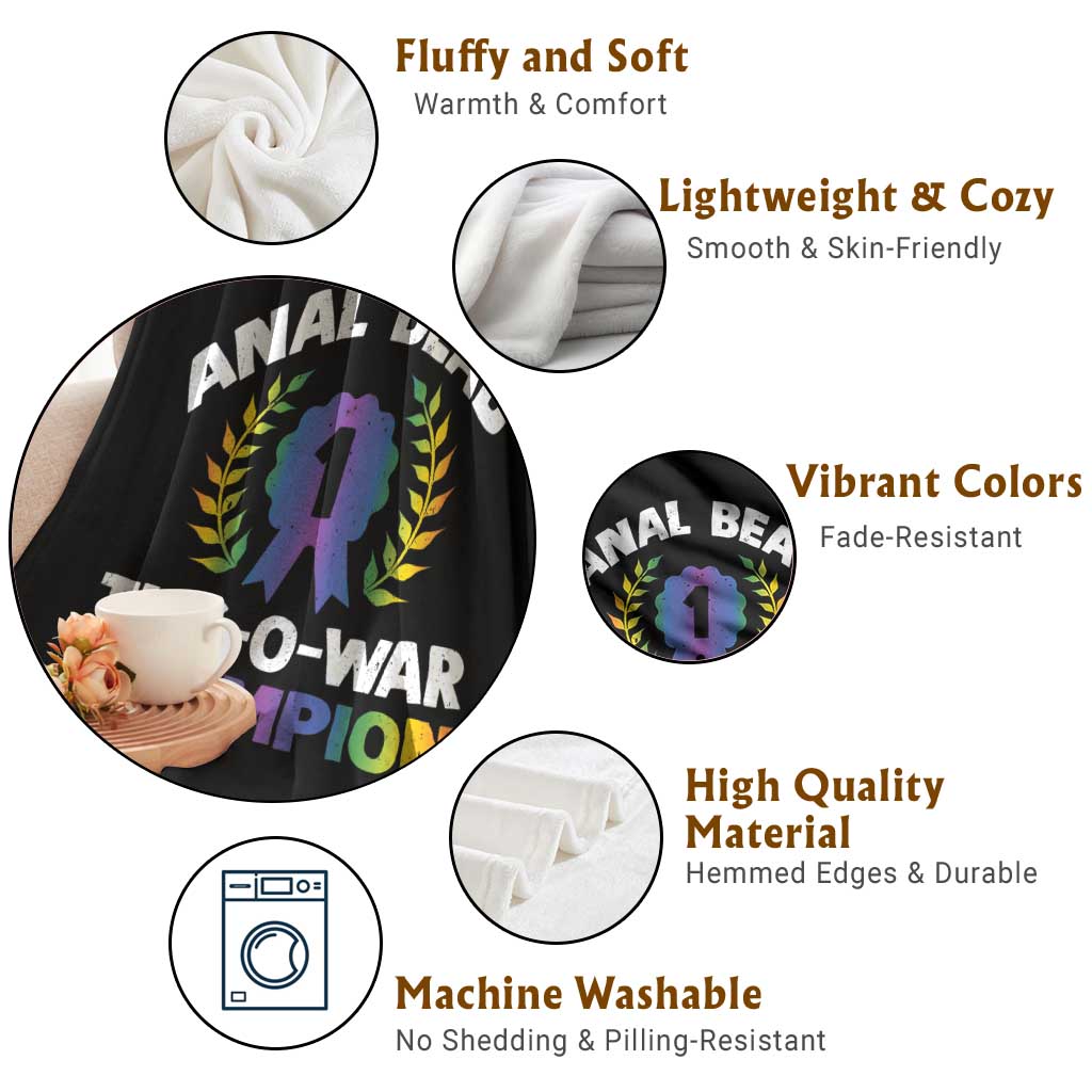 Anal Bead Tug O War Champion Funny Offensive Throw Blanket Inappropriate Adult Humor Rainbow TS02 Print Your Wear