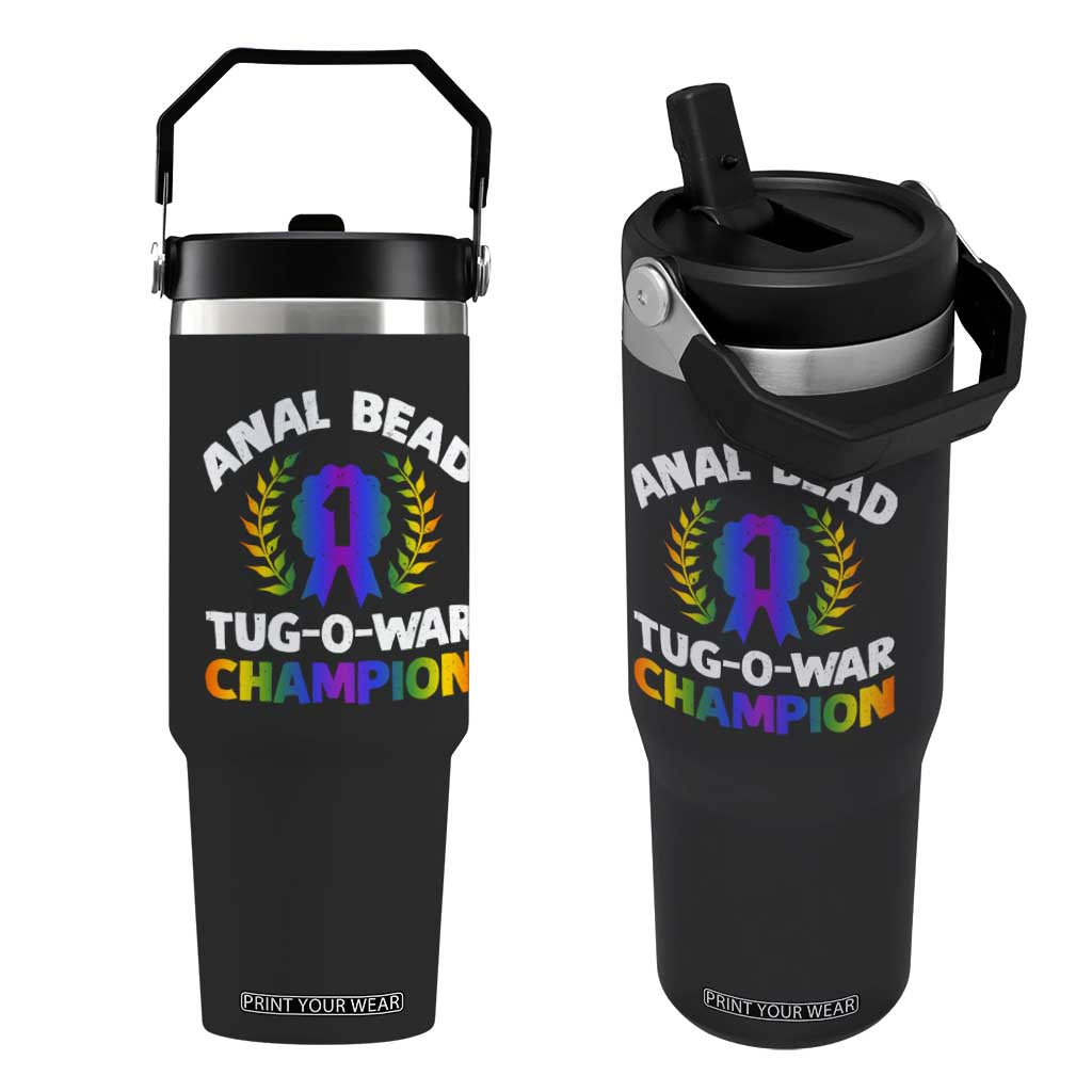 Anal Bead Tug O War Champion Funny Offensive Flip Straw Tumbler Inappropriate Adult Humor Rainbow TS02 One Size: 30 oz Black Print Your Wear