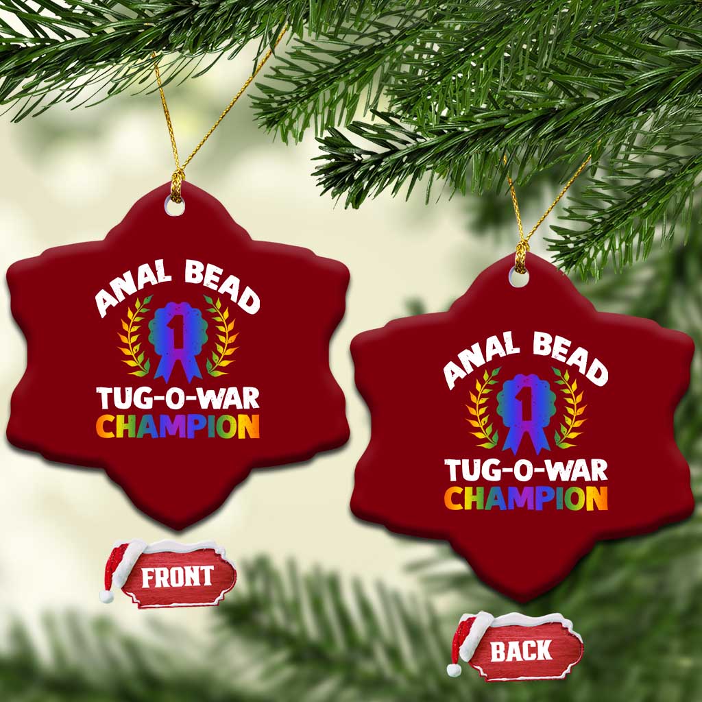 Anal Bead Tug O War Champion Funny Offensive Ceramic Ornament Inappropriate Adult Humor Rainbow TS02 Print Your Wear