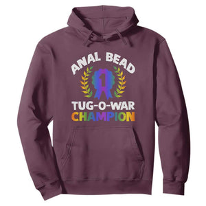 Anal Bead Tug O War Champion Funny Offensive Hoodie Inappropriate Adult Humor Rainbow TS02 Maroon Print Your Wear