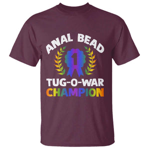 Anal Bead Tug O War Champion Funny Offensive T Shirt Inappropriate Adult Humor Rainbow TS02 Maroon Print Your Wear