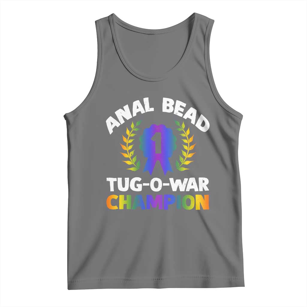 Anal Bead Tug O War Champion Funny Offensive Tank Top Inappropriate Adult Humor Rainbow TS02 Black Heather Print Your Wear
