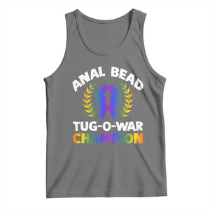 Anal Bead Tug O War Champion Funny Offensive Tank Top Inappropriate Adult Humor Rainbow TS02 Black Heather Print Your Wear