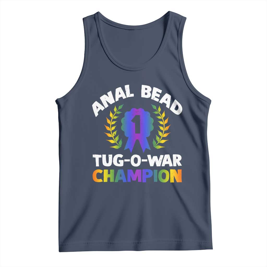 Anal Bead Tug O War Champion Funny Offensive Tank Top Inappropriate Adult Humor Rainbow TS02 Navy Print Your Wear