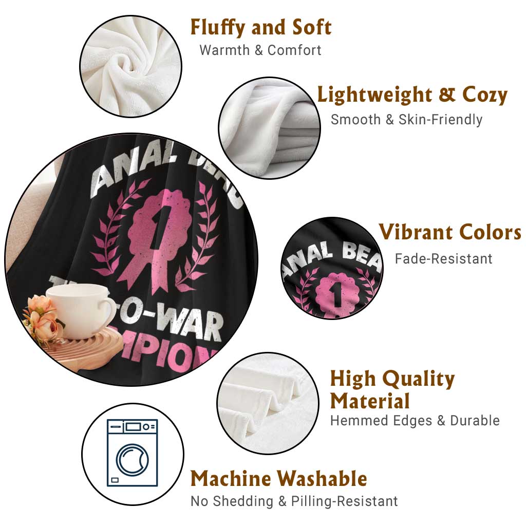 Anal Bead Tug O War Champion Funny Offensive Throw Blanket Inappropriate Adult Humor Pink TS02 Print Your Wear