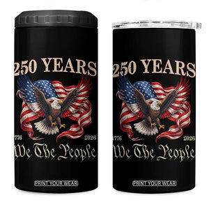250 Years of Liberty American Semiquincentennial 4 in 1 Can Cooler Tumbler We The People Patriotic Eagle Heritage 1776 2026 TS02 One Size: 16 oz Black Print Your Wear