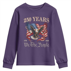 250 Years of Liberty American Semiquincentennial Youth Sweatshirt We The People Patriotic Eagle Heritage 1776 2026 TS02 Purple Print Your Wear