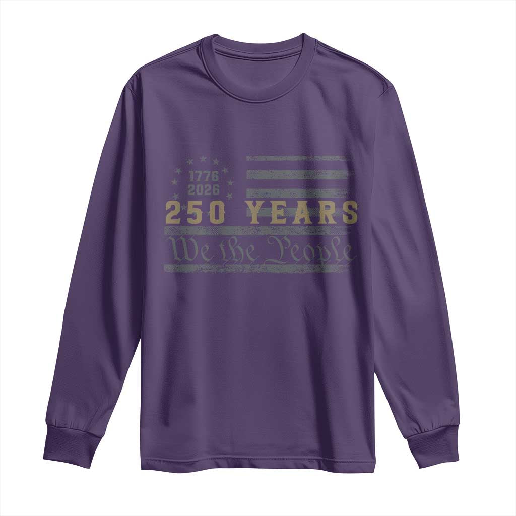 250 Years of Freedom American Flag Vintage Long Sleeve Shirt 1776-2026 We The People Patriotic Heritage TS02 Purple Print Your Wear