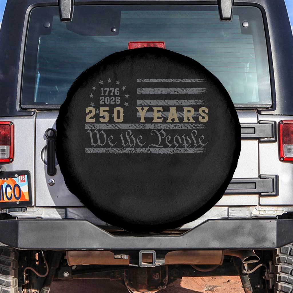 250 Years of Freedom American Flag Vintage Spare Tire Cover 1776-2026 We The People Patriotic Heritage TS02 No hole Black Print Your Wear