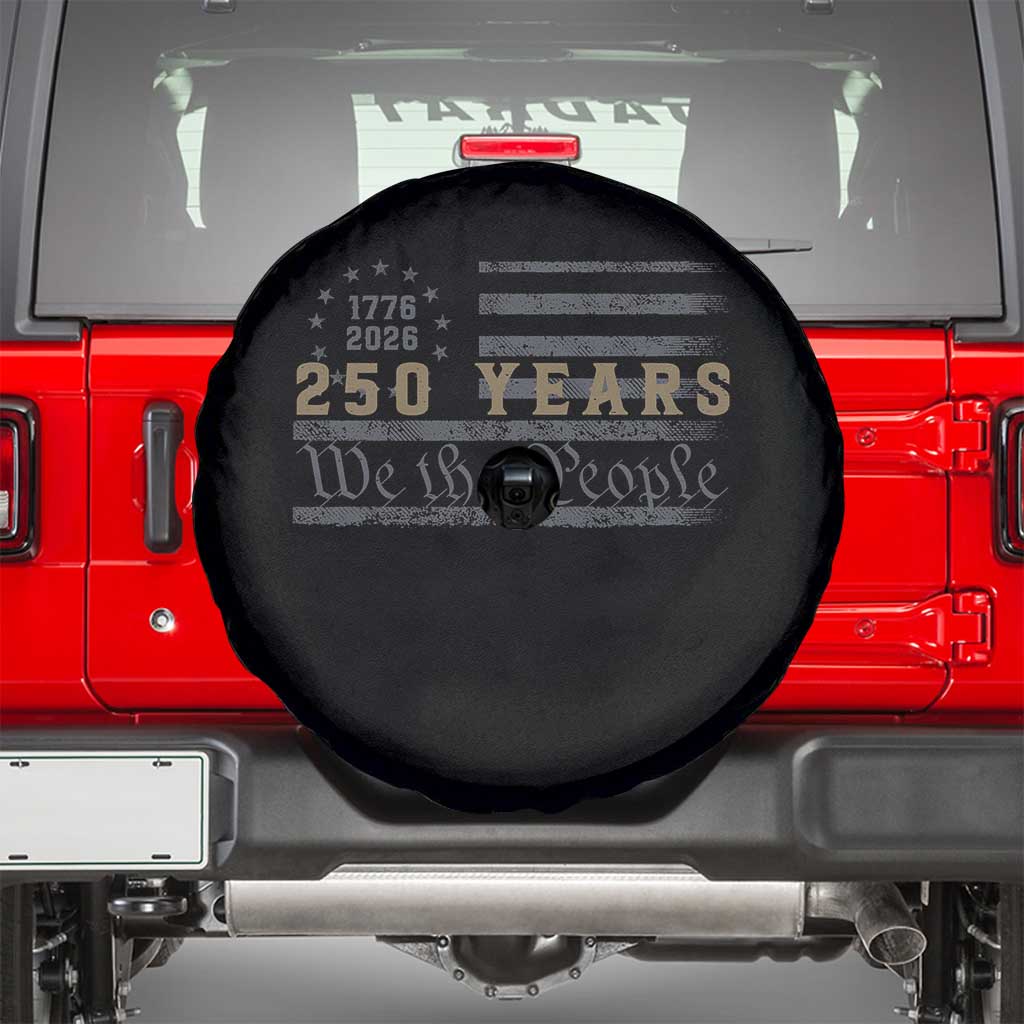 250 Years of Freedom American Flag Vintage Spare Tire Cover 1776-2026 We The People Patriotic Heritage TS02 Black Print Your Wear