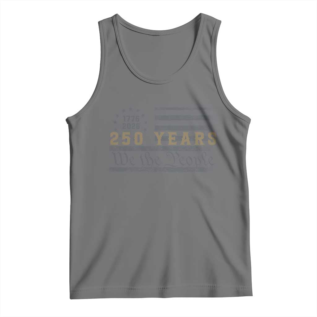 250 Years of Freedom American Flag Vintage Tank Top 1776-2026 We The People Patriotic Heritage TS02 Black Heather Print Your Wear
