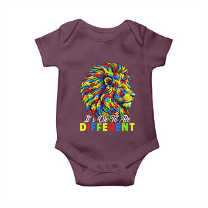 Colorful Autism Acceptance Lion Baby Onesie It Is Ok To Be Different Courageous Neurodiversity Support TS02 Maroon Print Your Wear