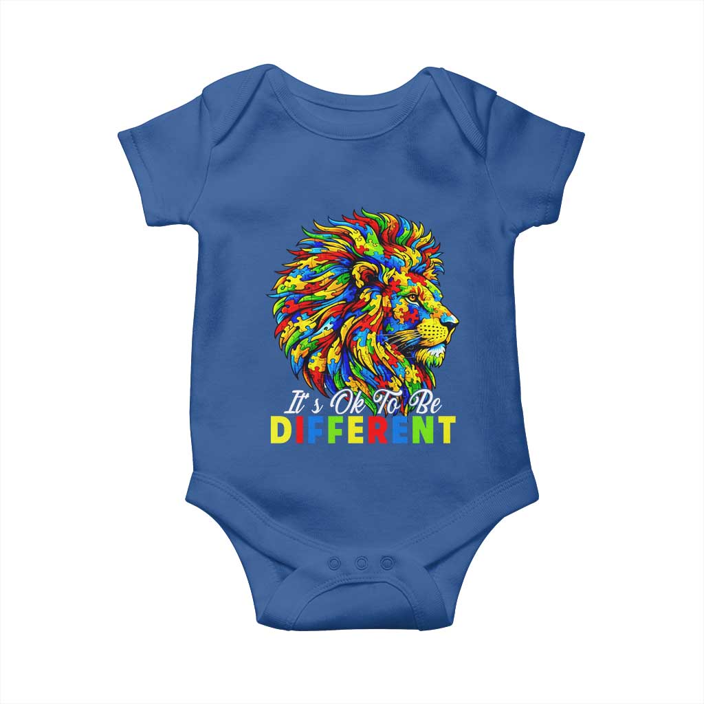 Colorful Autism Acceptance Lion Baby Onesie It Is Ok To Be Different Courageous Neurodiversity Support TS02 Royal Blue Print Your Wear