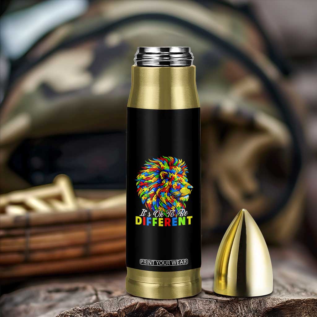 Colorful Autism Acceptance Lion Bullet Tumbler It Is Ok To Be Different Courageous Neurodiversity Support TS02 Print Your Wear