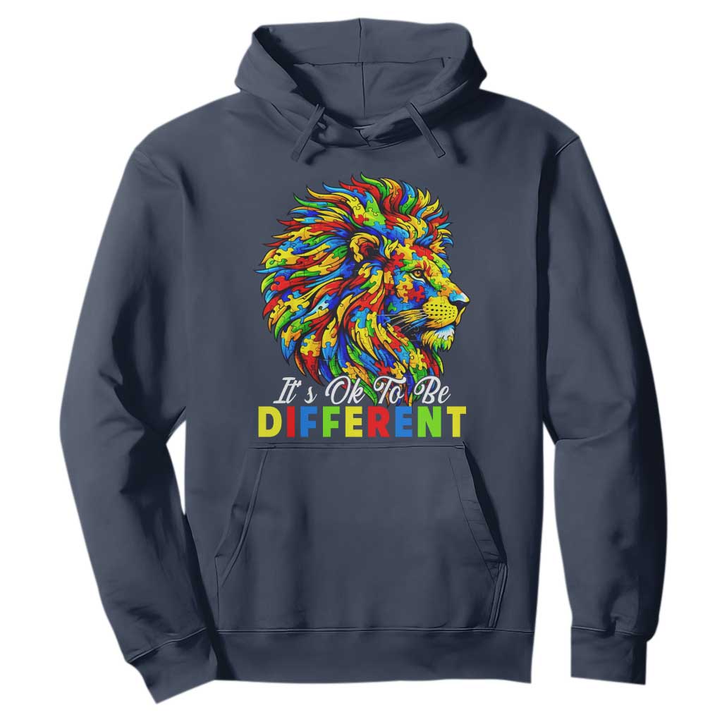 Colorful Autism Acceptance Lion Hoodie It Is Ok To Be Different Courageous Neurodiversity Support TS02 Navy Print Your Wear
