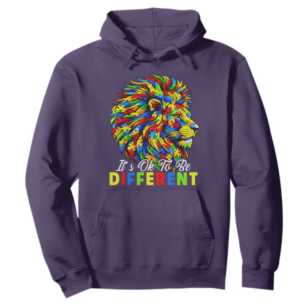 Colorful Autism Acceptance Lion Hoodie It Is Ok To Be Different Courageous Neurodiversity Support TS02 Purple Print Your Wear