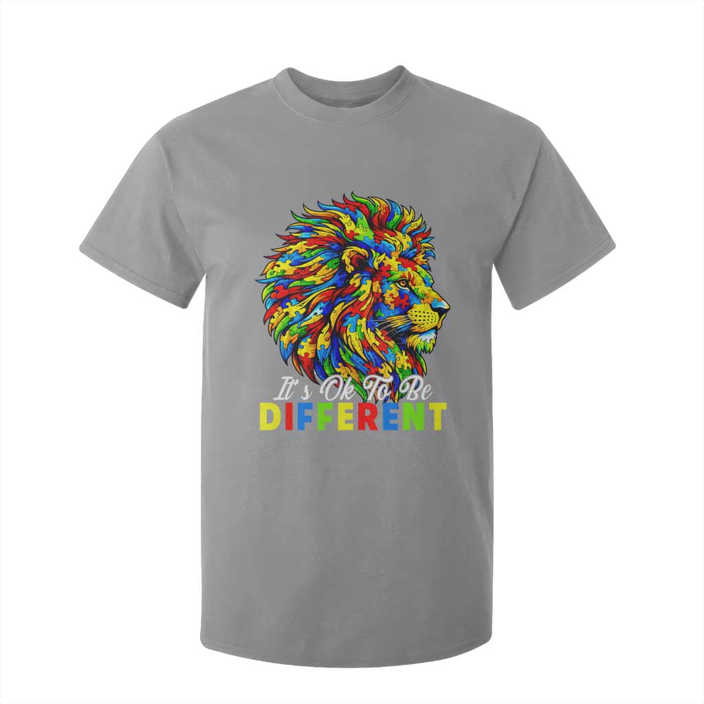 Colorful Autism Acceptance Lion T Shirt For Kid It Is Ok To Be Different Courageous Neurodiversity Support TS02 Sport Gray Print Your Wear