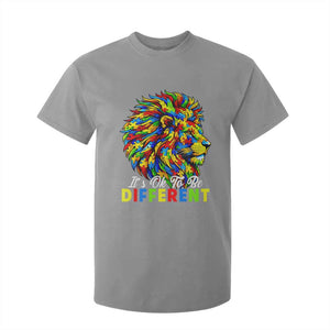Colorful Autism Acceptance Lion T Shirt For Kid It Is Ok To Be Different Courageous Neurodiversity Support TS02 Sport Gray Print Your Wear