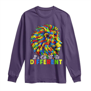 Colorful Autism Acceptance Lion Long Sleeve Shirt It Is Ok To Be Different Courageous Neurodiversity Support TS02 Purple Print Your Wear