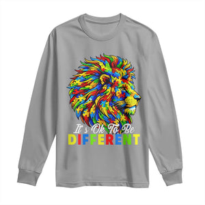 Colorful Autism Acceptance Lion Long Sleeve Shirt It Is Ok To Be Different Courageous Neurodiversity Support TS02 Sport Gray Print Your Wear