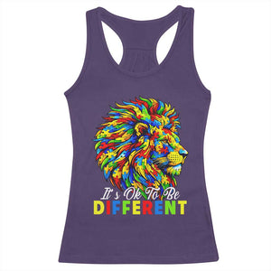 Colorful Autism Acceptance Lion Racerback Tank Top It Is Ok To Be Different Courageous Neurodiversity Support TS02 Purple Print Your Wear
