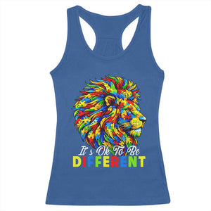 Colorful Autism Acceptance Lion Racerback Tank Top It Is Ok To Be Different Courageous Neurodiversity Support TS02 Royal Blue Print Your Wear