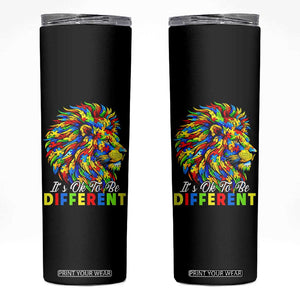 Colorful Autism Acceptance Lion Skinny Tumbler It Is Ok To Be Different Courageous Neurodiversity Support TS02 Black Print Your Wear