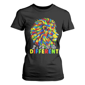 Colorful Autism Acceptance Lion T Shirt For Women It Is Ok To Be Different Courageous Neurodiversity Support TS02 Black Print Your Wear