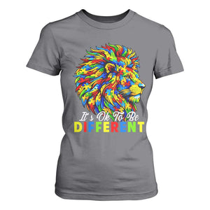 Colorful Autism Acceptance Lion T Shirt For Women It Is Ok To Be Different Courageous Neurodiversity Support TS02 Charcoal Print Your Wear