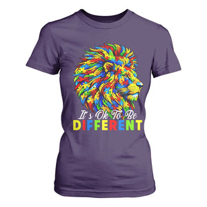 Colorful Autism Acceptance Lion T Shirt For Women It Is Ok To Be Different Courageous Neurodiversity Support TS02 Purple Print Your Wear