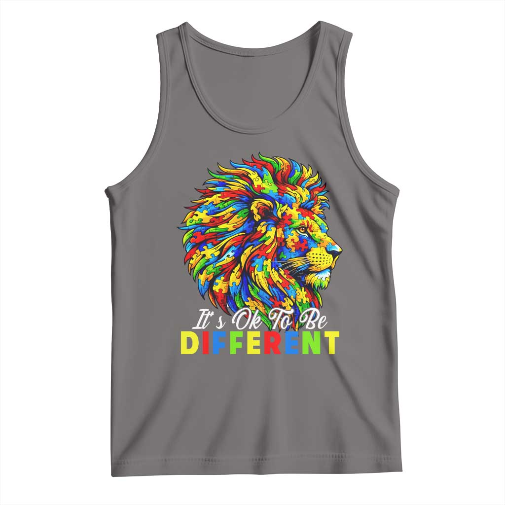 Colorful Autism Acceptance Lion Tank Top It Is Ok To Be Different Courageous Neurodiversity Support TS02 Deep Heather Print Your Wear