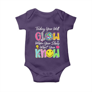 Motivational Test Day Glow Baby Onesie Today You Will Glow When You Show What You Know TS02 Purple Print Your Wear