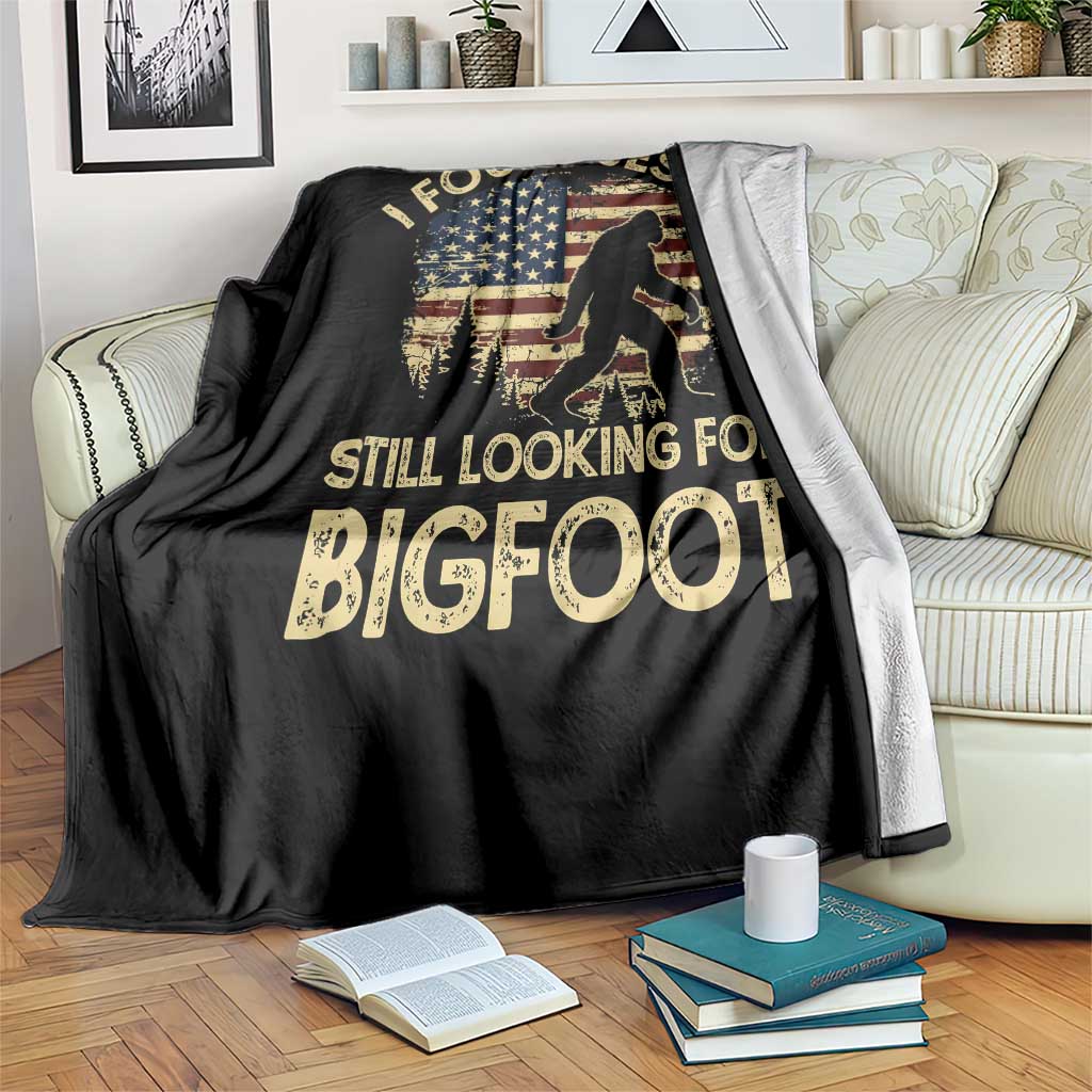 I Found Jesus Still Looking for Bigfoot Patriotic Throw Blanket American Flag Christian Religious Sasquatch Vintage TS02 Print Your Wear