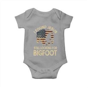 I Found Jesus Still Looking for Bigfoot Patriotic Baby Onesie American Flag Christian Religious Sasquatch Vintage TS02 Sport Gray Print Your Wear