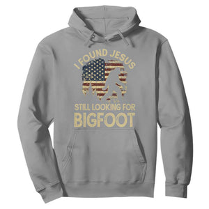 I Found Jesus Still Looking for Bigfoot Patriotic Hoodie American Flag Christian Religious Sasquatch Vintage TS02 Sport Gray Print Your Wear