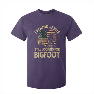 I Found Jesus Still Looking for Bigfoot Patriotic T Shirt For Kid American Flag Christian Religious Sasquatch Vintage TS02 Purple Print Your Wear