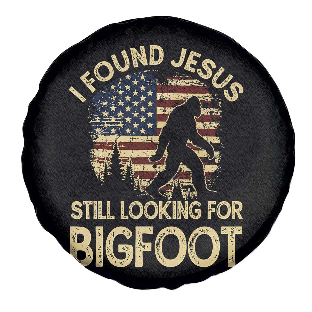 I Found Jesus Still Looking for Bigfoot Patriotic Spare Tire Cover American Flag Christian Religious Sasquatch Vintage TS02 Print Your Wear