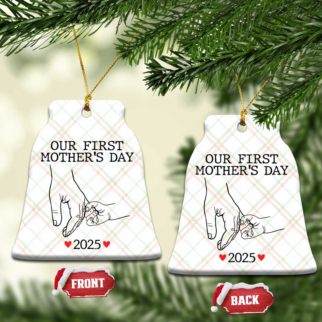 New Mom Est. 2025 Ceramic Ornament First Mothers Day Matching Gift Light TS02 Print Your Wear