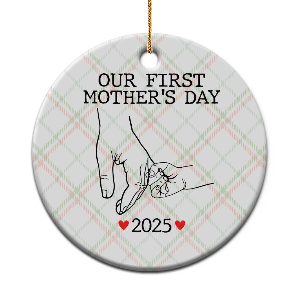 New Mom Est. 2025 Ceramic Ornament First Mothers Day Matching Gift Light TS02 1pc Christmas Plaid Print Your Wear