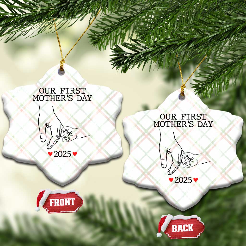 New Mom Est. 2025 Ceramic Ornament First Mothers Day Matching Gift Light TS02 Print Your Wear